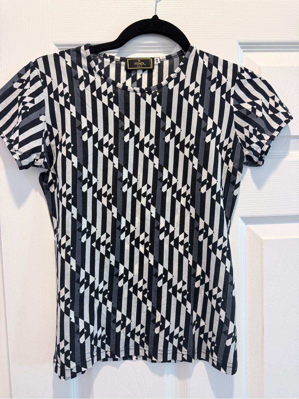 Fendi Monochrome Geometric Stripe Top